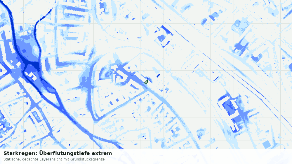 Statische Kartenansicht: Starkregen: Überflutungstiefe extrem