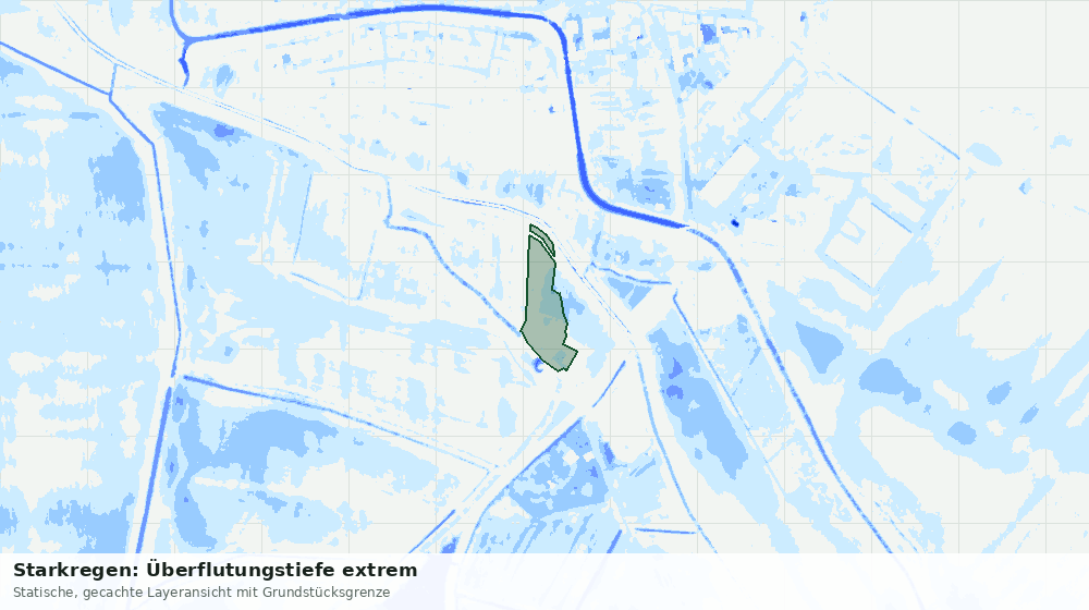 Statische Kartenansicht: Starkregen: Überflutungstiefe extrem