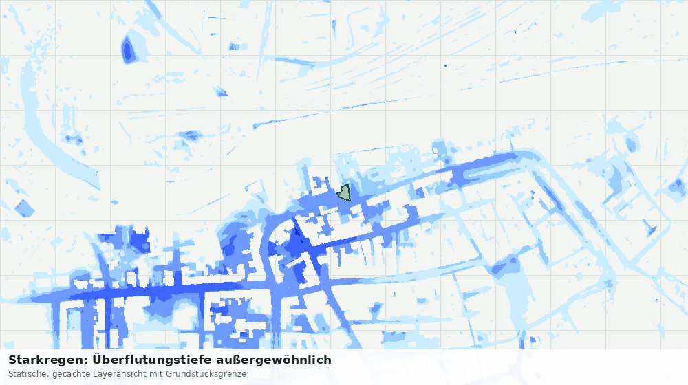 Statische Kartenansicht: Starkregen: Überflutungstiefe außergewöhnlich