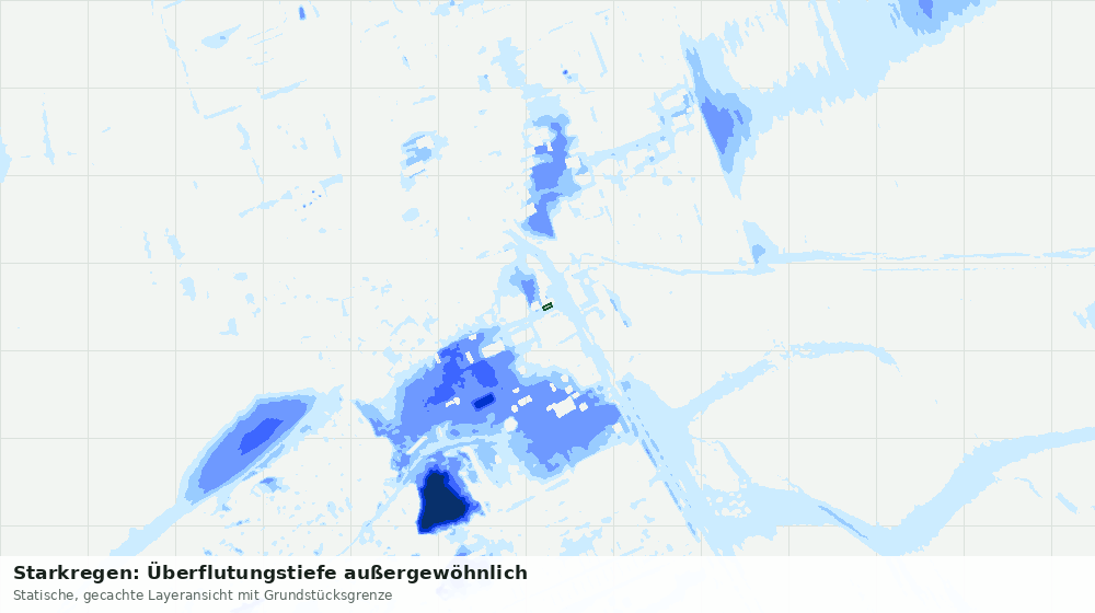 Statische Kartenansicht: Starkregen: Überflutungstiefe außergewöhnlich