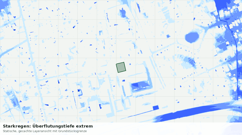 Statische Kartenansicht: Starkregen: Überflutungstiefe extrem