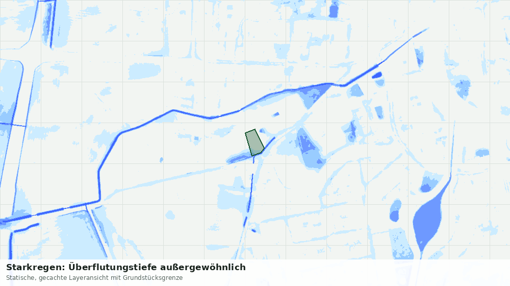 Statische Kartenansicht: Starkregen: Überflutungstiefe außergewöhnlich