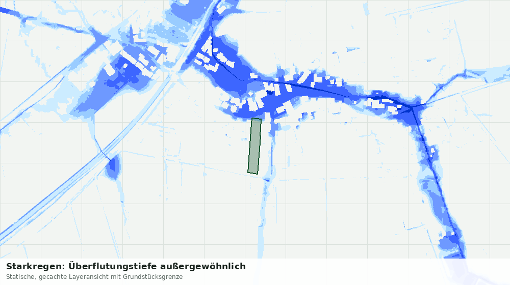 Statische Kartenansicht: Starkregen: Überflutungstiefe außergewöhnlich