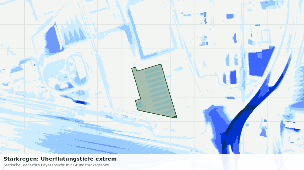 Statische Kartenansicht: Starkregen: Überflutungstiefe extrem