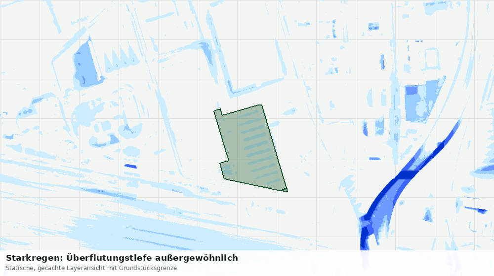 Statische Kartenansicht: Starkregen: Überflutungstiefe außergewöhnlich