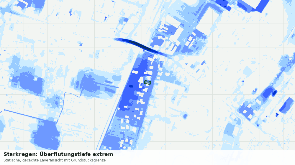 Statische Kartenansicht: Starkregen: Überflutungstiefe extrem