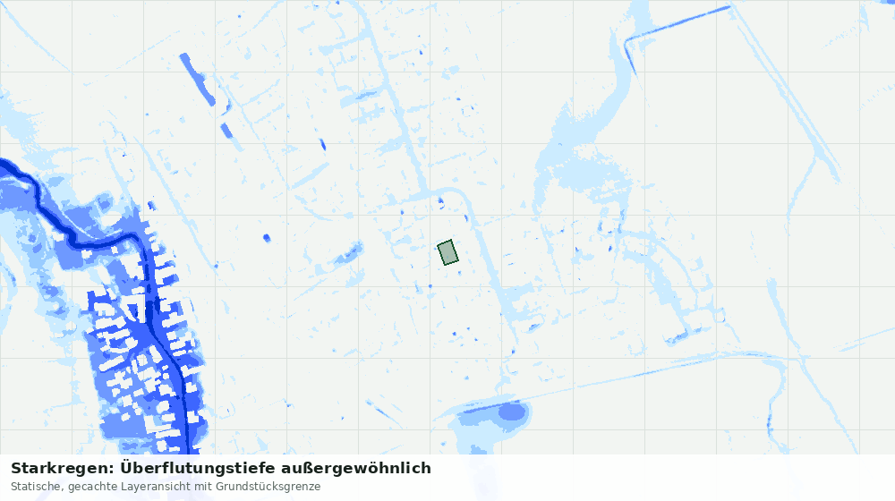 Statische Kartenansicht: Starkregen: Überflutungstiefe außergewöhnlich