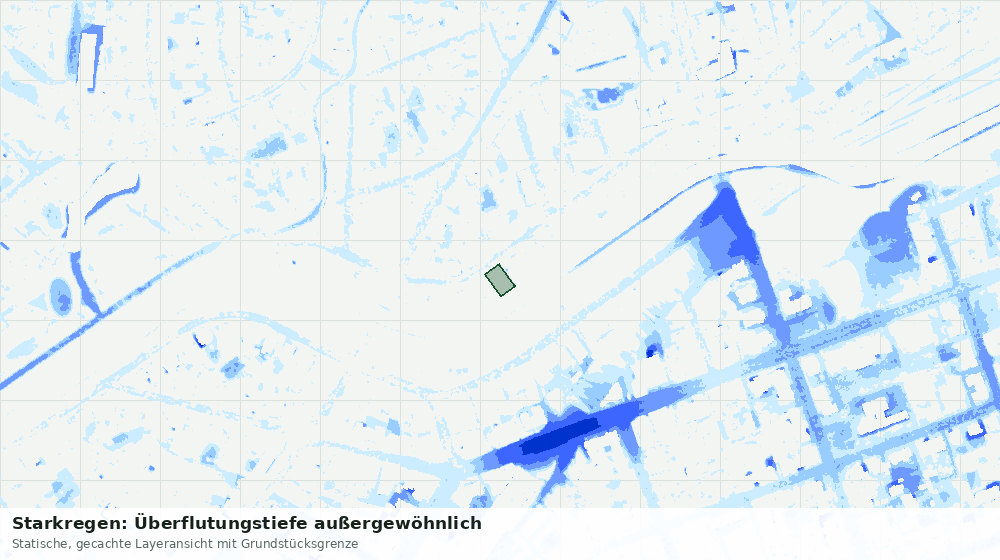 Statische Kartenansicht: Starkregen: Überflutungstiefe außergewöhnlich
