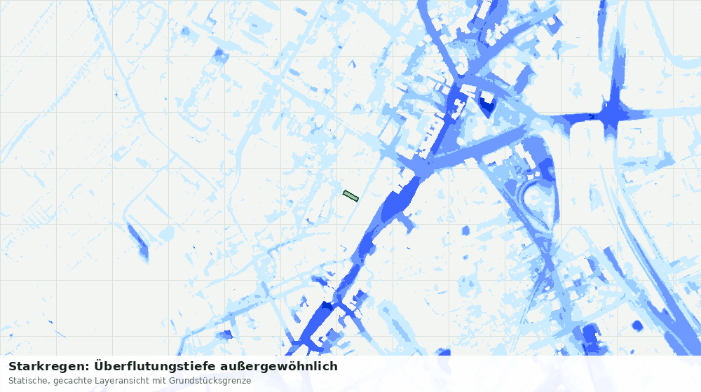 Statische Kartenansicht: Starkregen: Überflutungstiefe außergewöhnlich