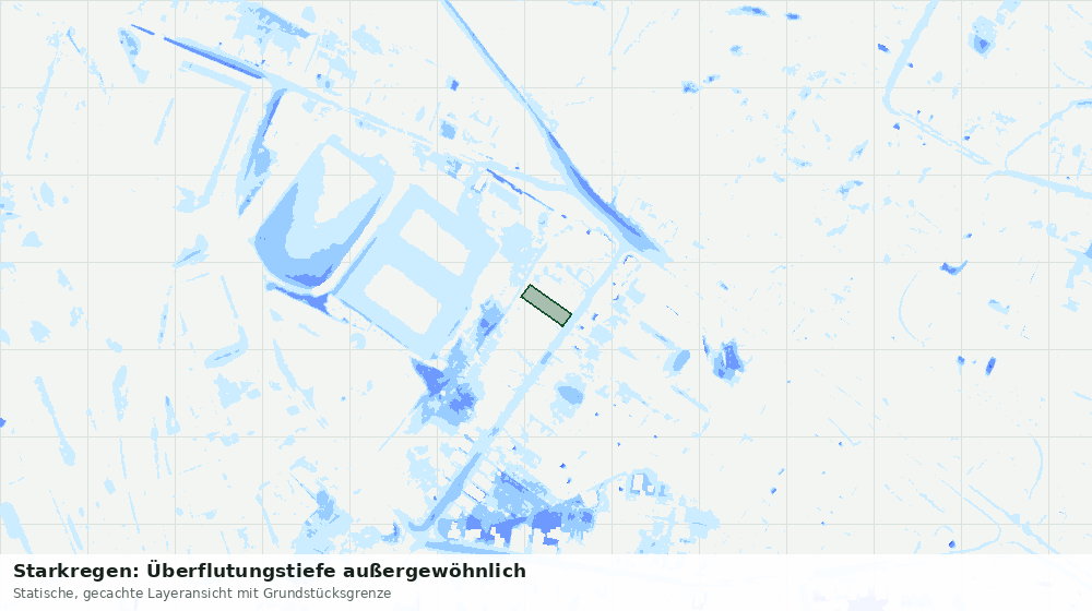 Statische Kartenansicht: Starkregen: Überflutungstiefe außergewöhnlich