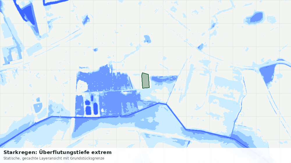 Statische Kartenansicht: Starkregen: Überflutungstiefe extrem