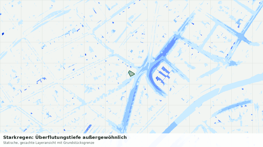 Statische Kartenansicht: Starkregen: Überflutungstiefe außergewöhnlich