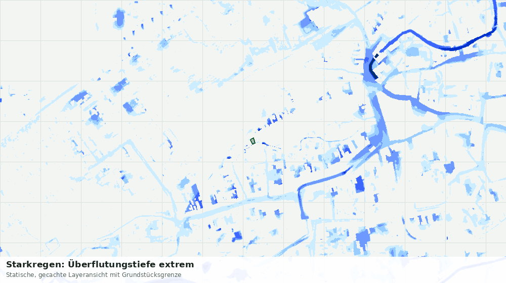 Statische Kartenansicht: Starkregen: Überflutungstiefe extrem