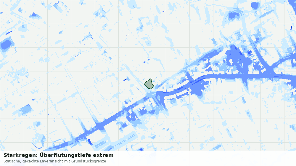 Statische Kartenansicht: Starkregen: Überflutungstiefe extrem