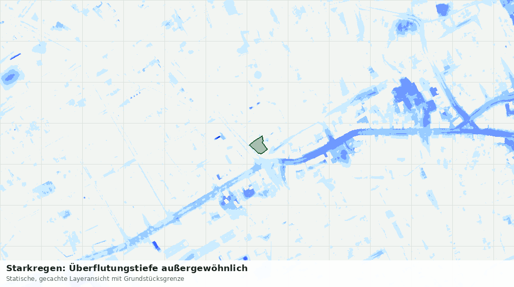 Statische Kartenansicht: Starkregen: Überflutungstiefe außergewöhnlich