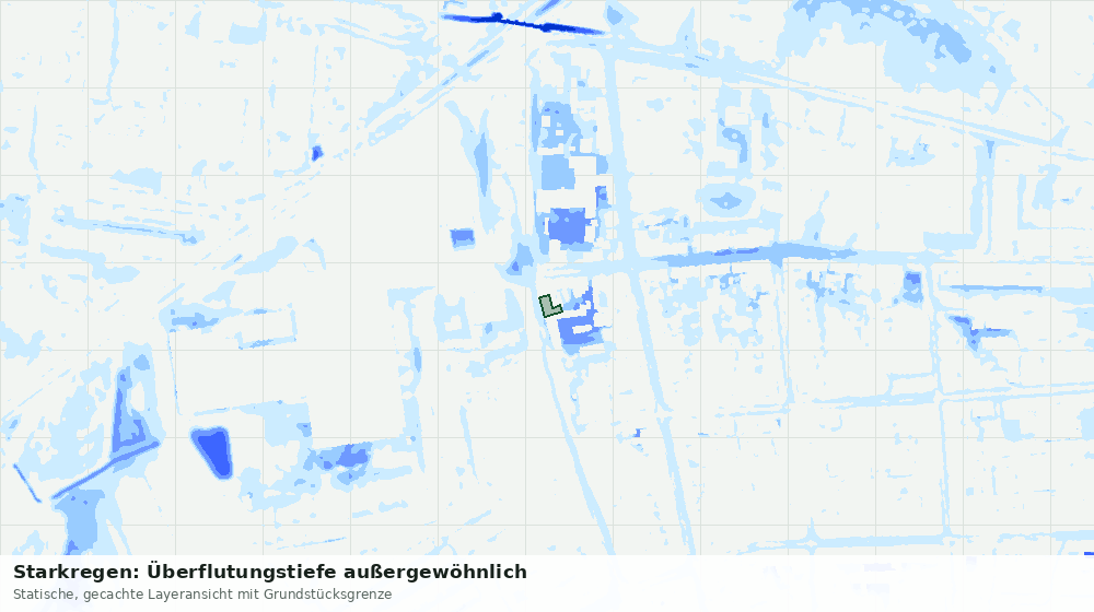 Statische Kartenansicht: Starkregen: Überflutungstiefe außergewöhnlich