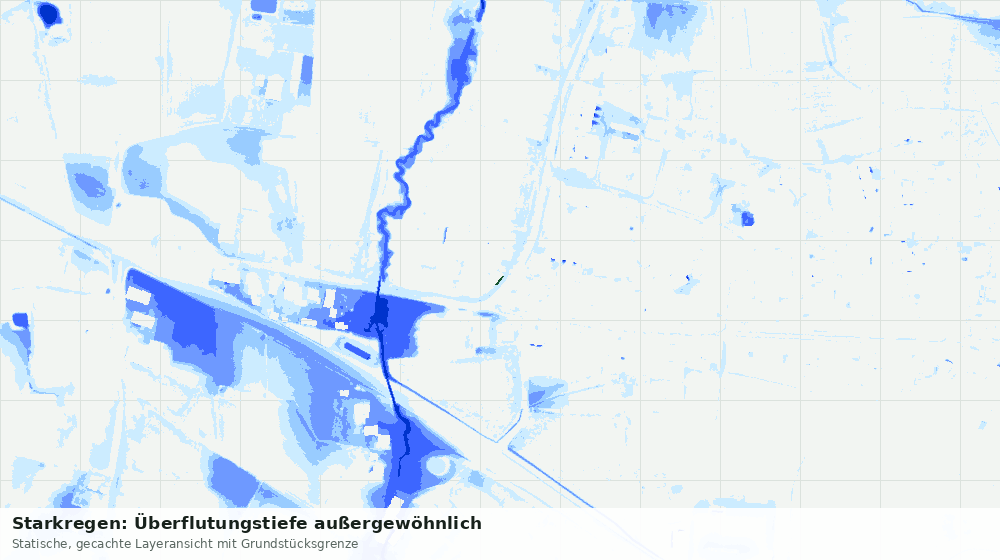 Statische Kartenansicht: Starkregen: Überflutungstiefe außergewöhnlich