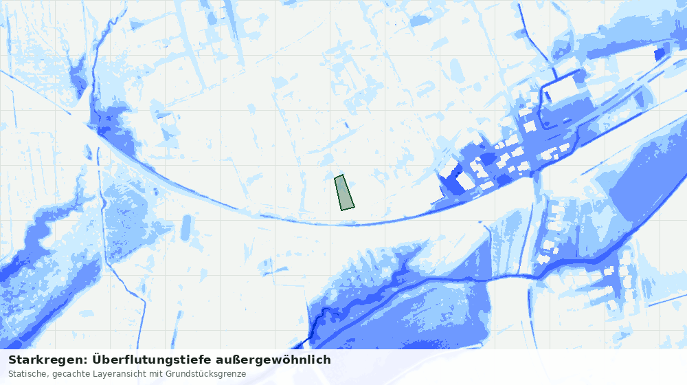 Statische Kartenansicht: Starkregen: Überflutungstiefe außergewöhnlich