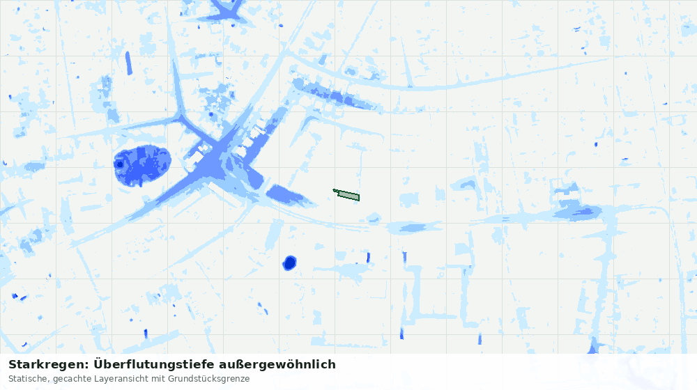 Statische Kartenansicht: Starkregen: Überflutungstiefe außergewöhnlich