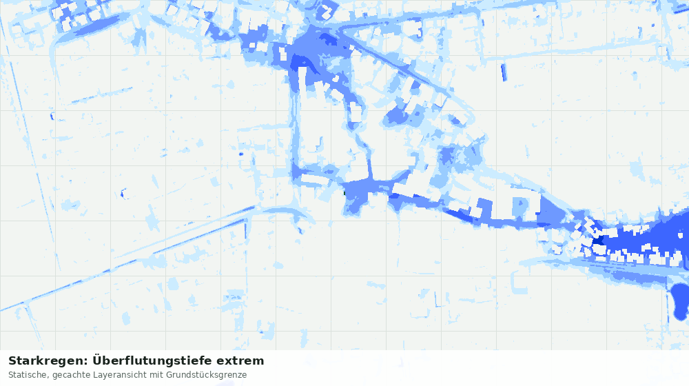 Statische Kartenansicht: Starkregen: Überflutungstiefe extrem