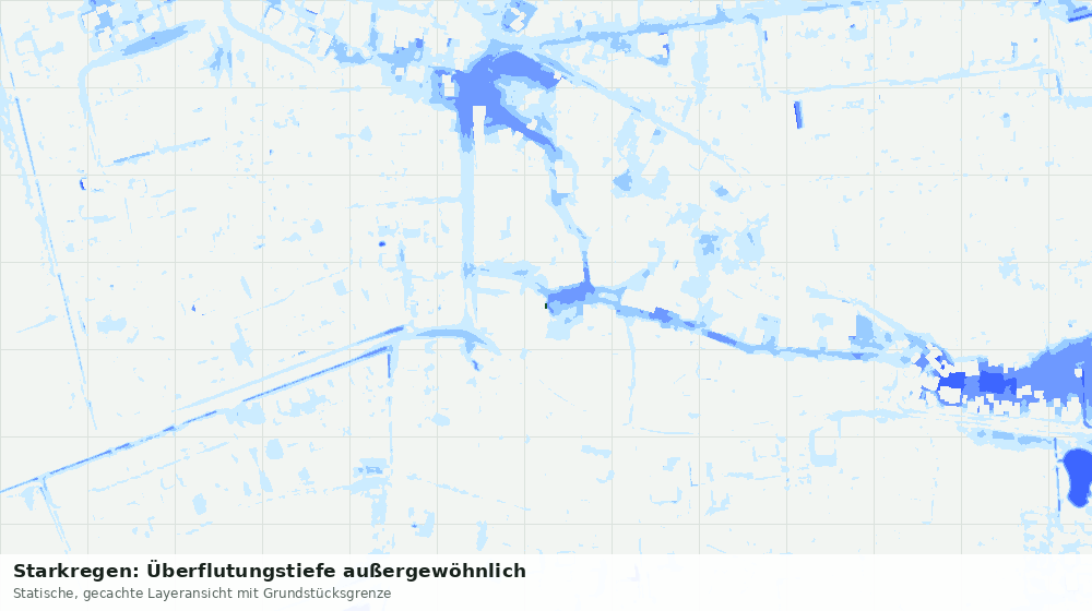Statische Kartenansicht: Starkregen: Überflutungstiefe außergewöhnlich