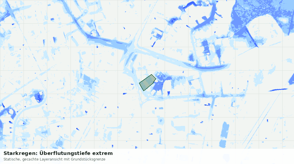Statische Kartenansicht: Starkregen: Überflutungstiefe extrem