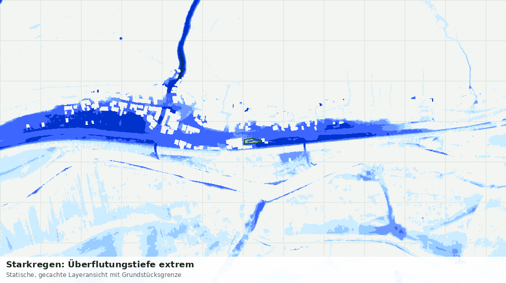 Statische Kartenansicht: Starkregen: Überflutungstiefe extrem