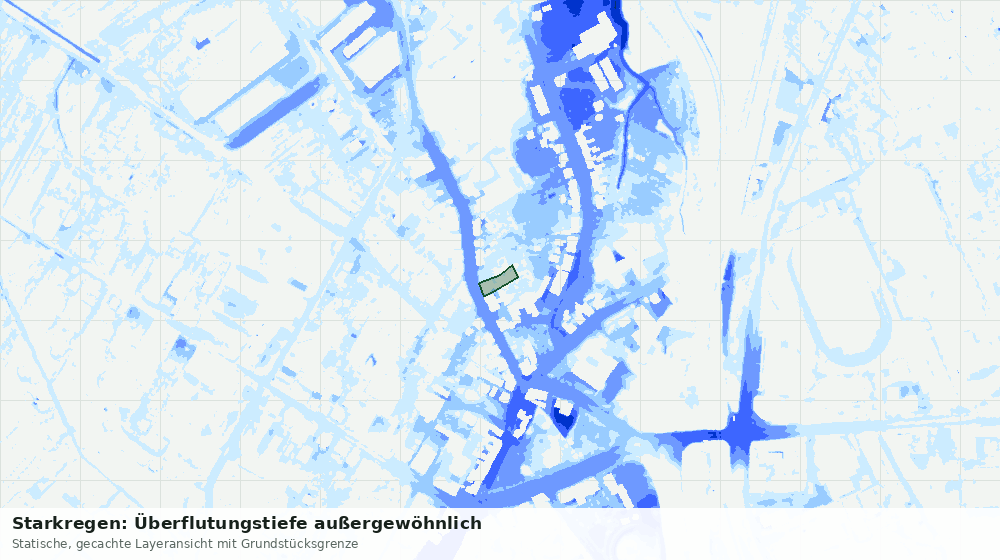 Statische Kartenansicht: Starkregen: Überflutungstiefe außergewöhnlich