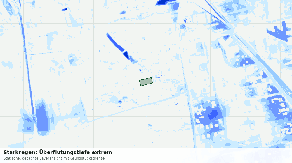 Statische Kartenansicht: Starkregen: Überflutungstiefe extrem