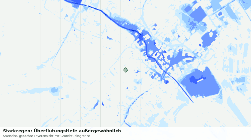 Statische Kartenansicht: Starkregen: Überflutungstiefe außergewöhnlich