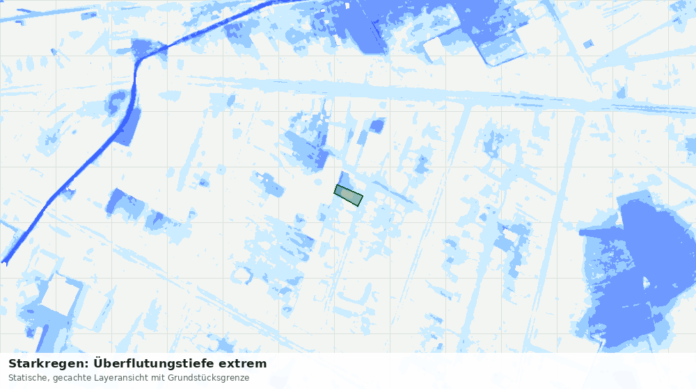 Statische Kartenansicht: Starkregen: Überflutungstiefe extrem