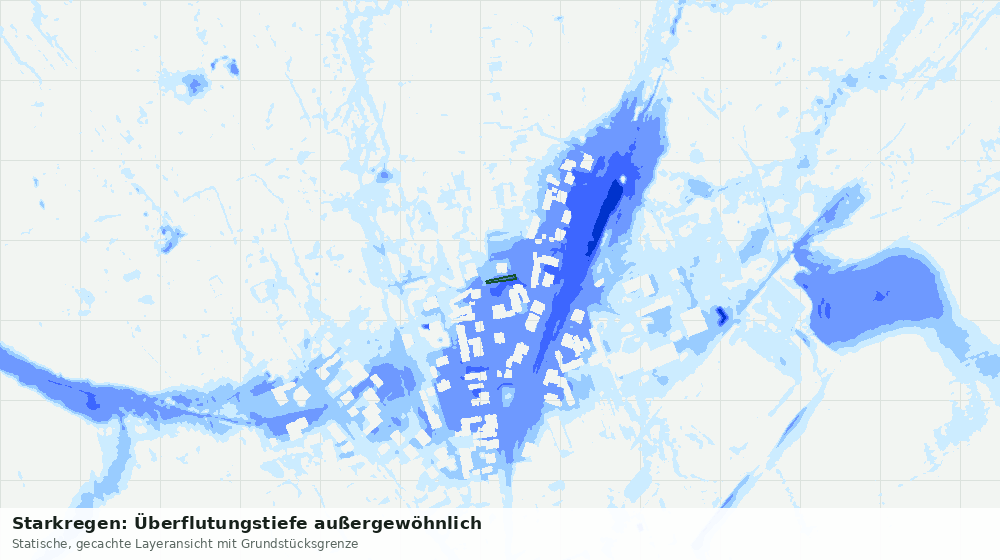 Statische Kartenansicht: Starkregen: Überflutungstiefe außergewöhnlich