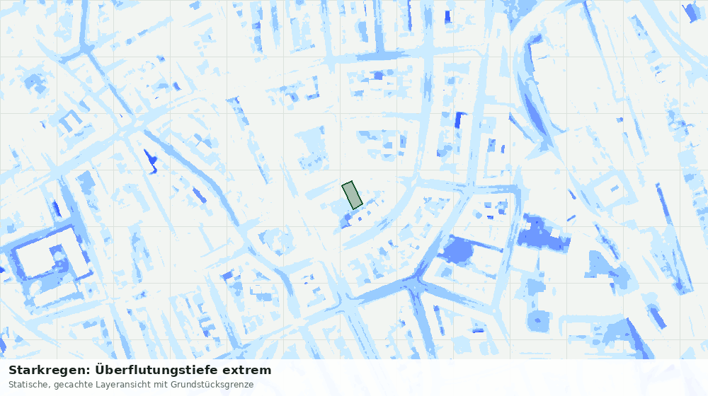 Statische Kartenansicht: Starkregen: Überflutungstiefe extrem