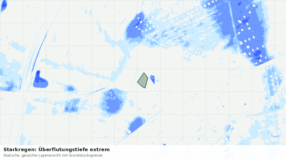 Statische Kartenansicht: Starkregen: Überflutungstiefe extrem