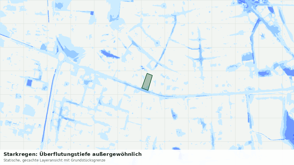 Statische Kartenansicht: Starkregen: Überflutungstiefe außergewöhnlich