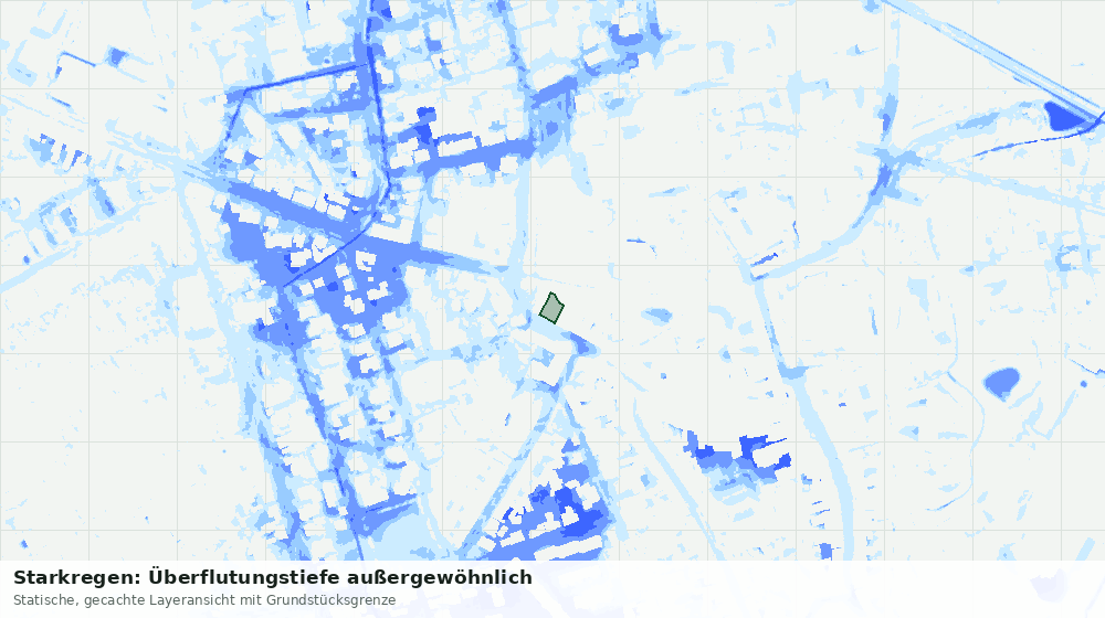 Statische Kartenansicht: Starkregen: Überflutungstiefe außergewöhnlich