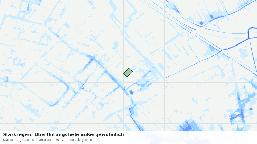 Statische Kartenansicht: Starkregen: Überflutungstiefe außergewöhnlich