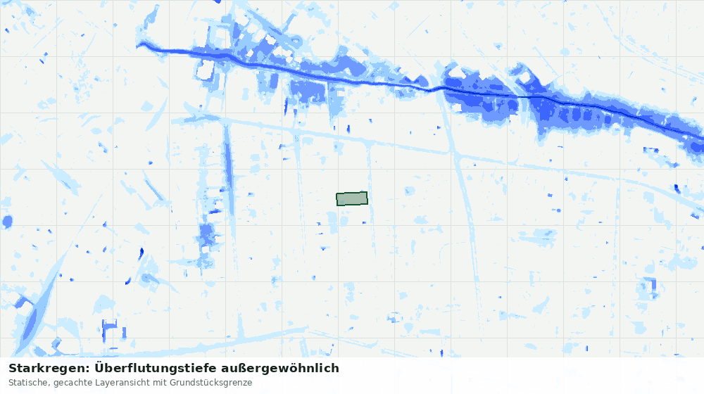 Statische Kartenansicht: Starkregen: Überflutungstiefe außergewöhnlich