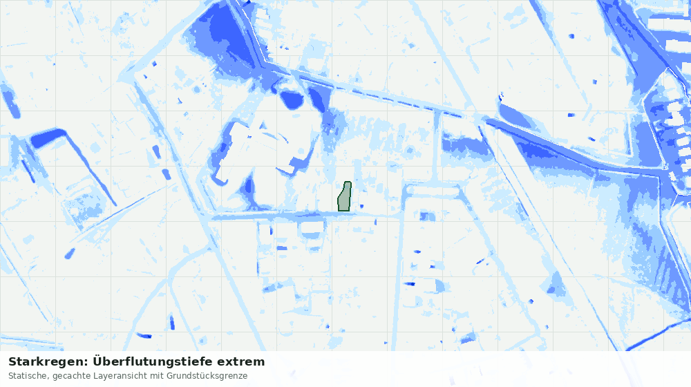 Statische Kartenansicht: Starkregen: Überflutungstiefe extrem