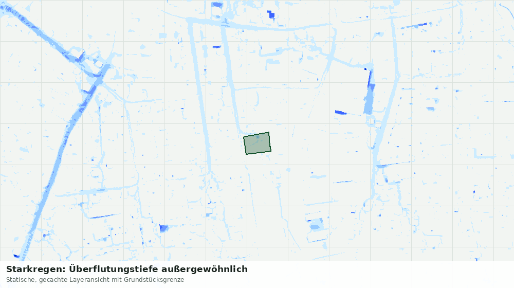 Statische Kartenansicht: Starkregen: Überflutungstiefe außergewöhnlich