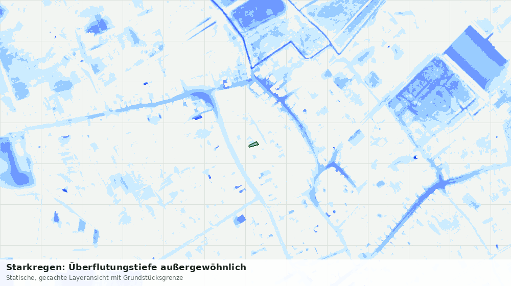 Statische Kartenansicht: Starkregen: Überflutungstiefe außergewöhnlich