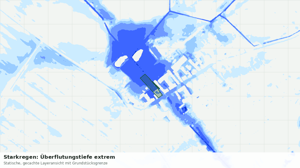 Statische Kartenansicht: Starkregen: Überflutungstiefe extrem