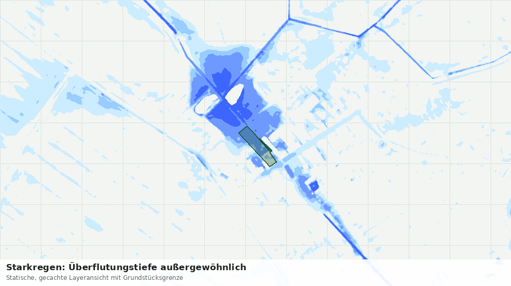 Statische Kartenansicht: Starkregen: Überflutungstiefe außergewöhnlich
