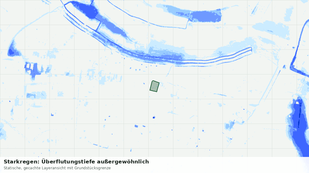 Statische Kartenansicht: Starkregen: Überflutungstiefe außergewöhnlich