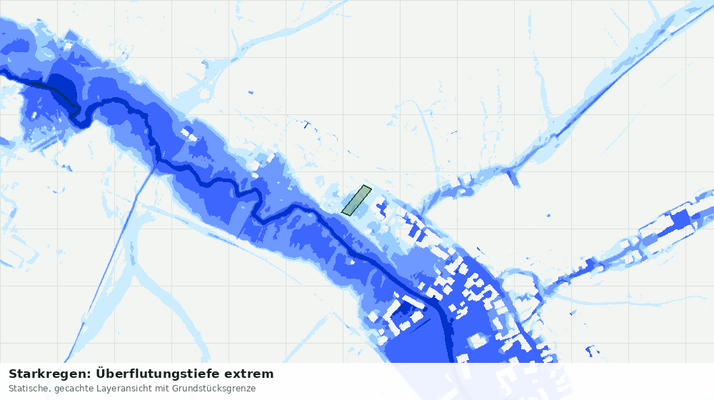 Statische Kartenansicht: Starkregen: Überflutungstiefe extrem