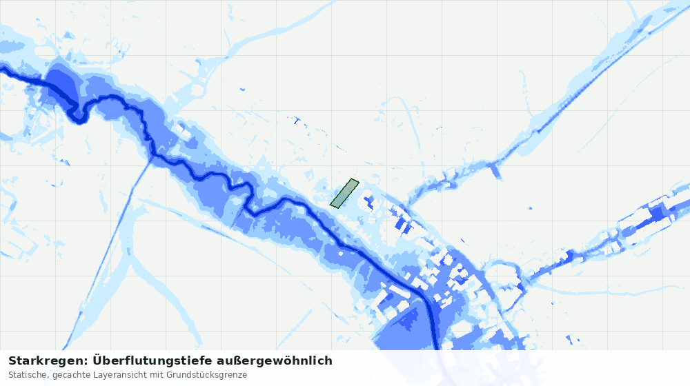 Statische Kartenansicht: Starkregen: Überflutungstiefe außergewöhnlich