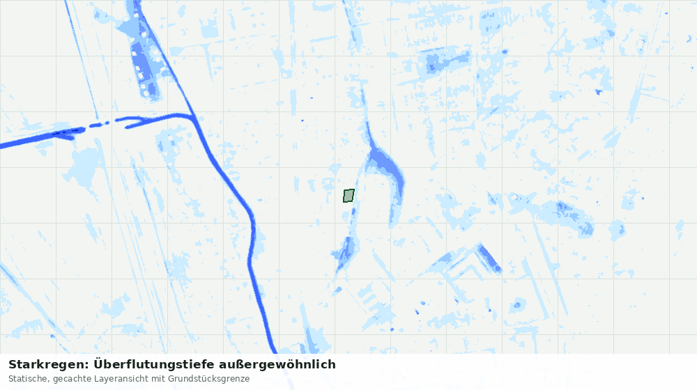 Statische Kartenansicht: Starkregen: Überflutungstiefe außergewöhnlich