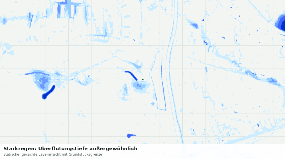 Statische Kartenansicht: Starkregen: Überflutungstiefe außergewöhnlich