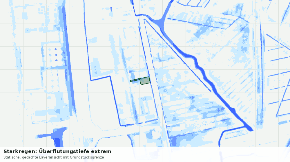Statische Kartenansicht: Starkregen: Überflutungstiefe extrem