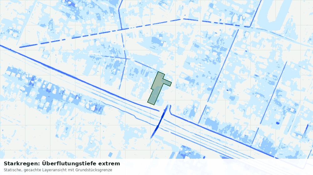 Statische Kartenansicht: Starkregen: Überflutungstiefe extrem